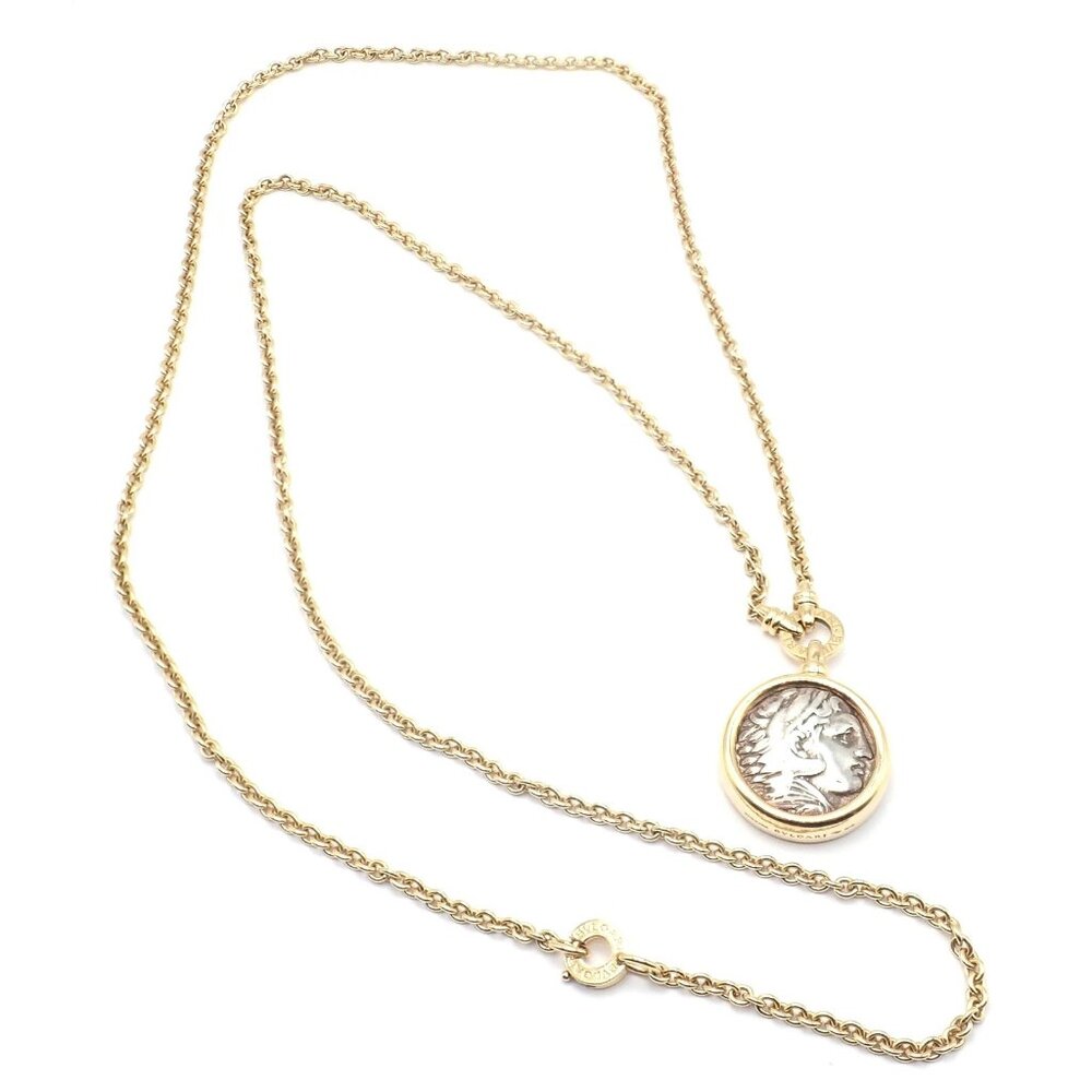 Rare! Bvlgari Bulgari 18k Yellow Gold Antique Coin Monete 38" Long Link Necklace - Picture 3 of 15
